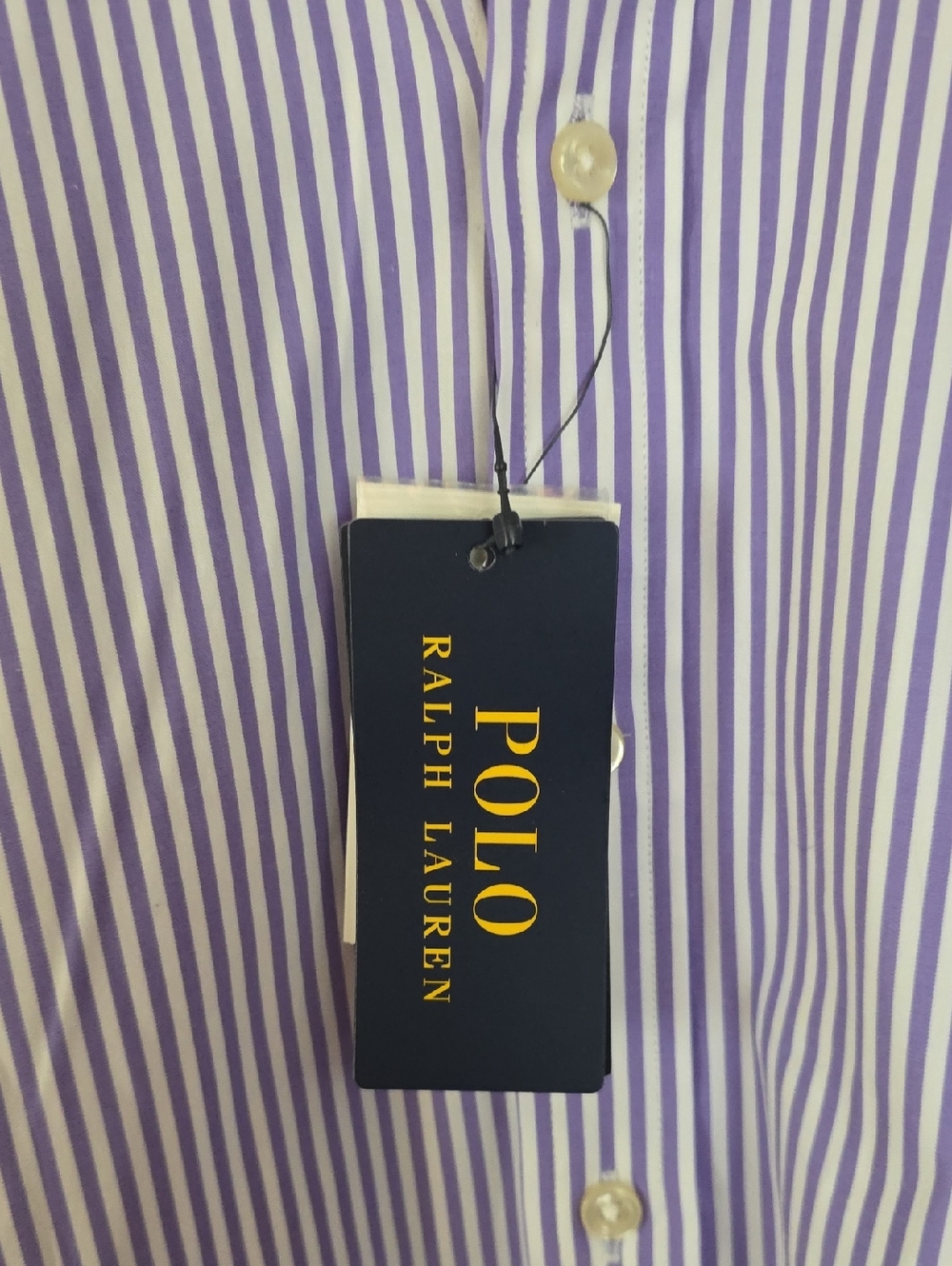 NWT Ralph Lauren Small Lavender and White Stripe Button-Down Shirt - Picture 5 of 6
